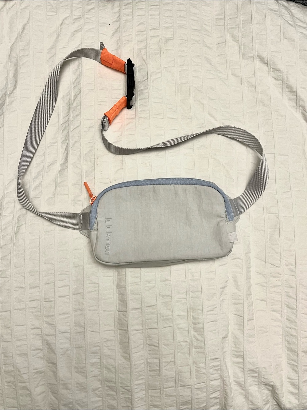Lululemon Light Gray Crossbody Bag with Orange Accent and Blue Purple Accent